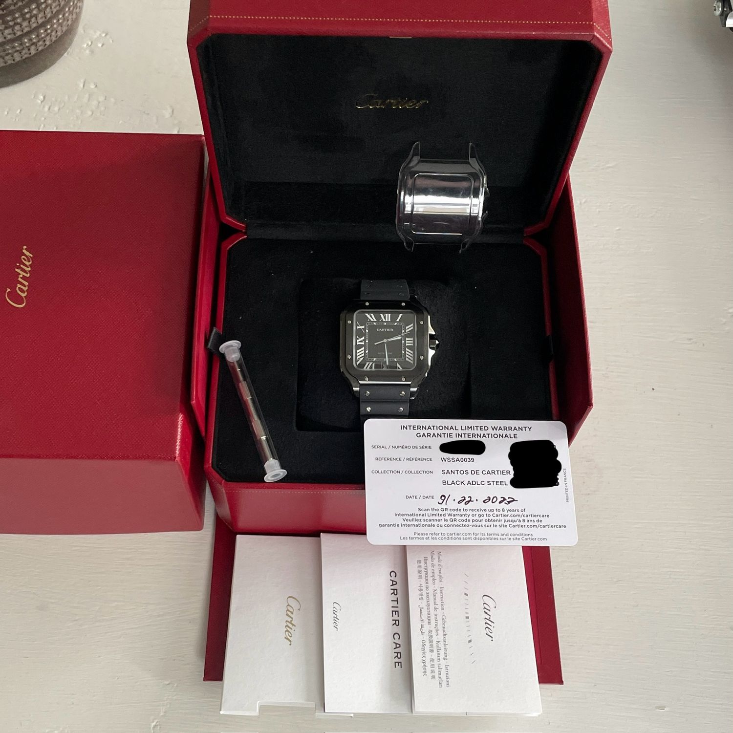 Cartier Santos De Cartier Large Model ADLC Steel Black Dial