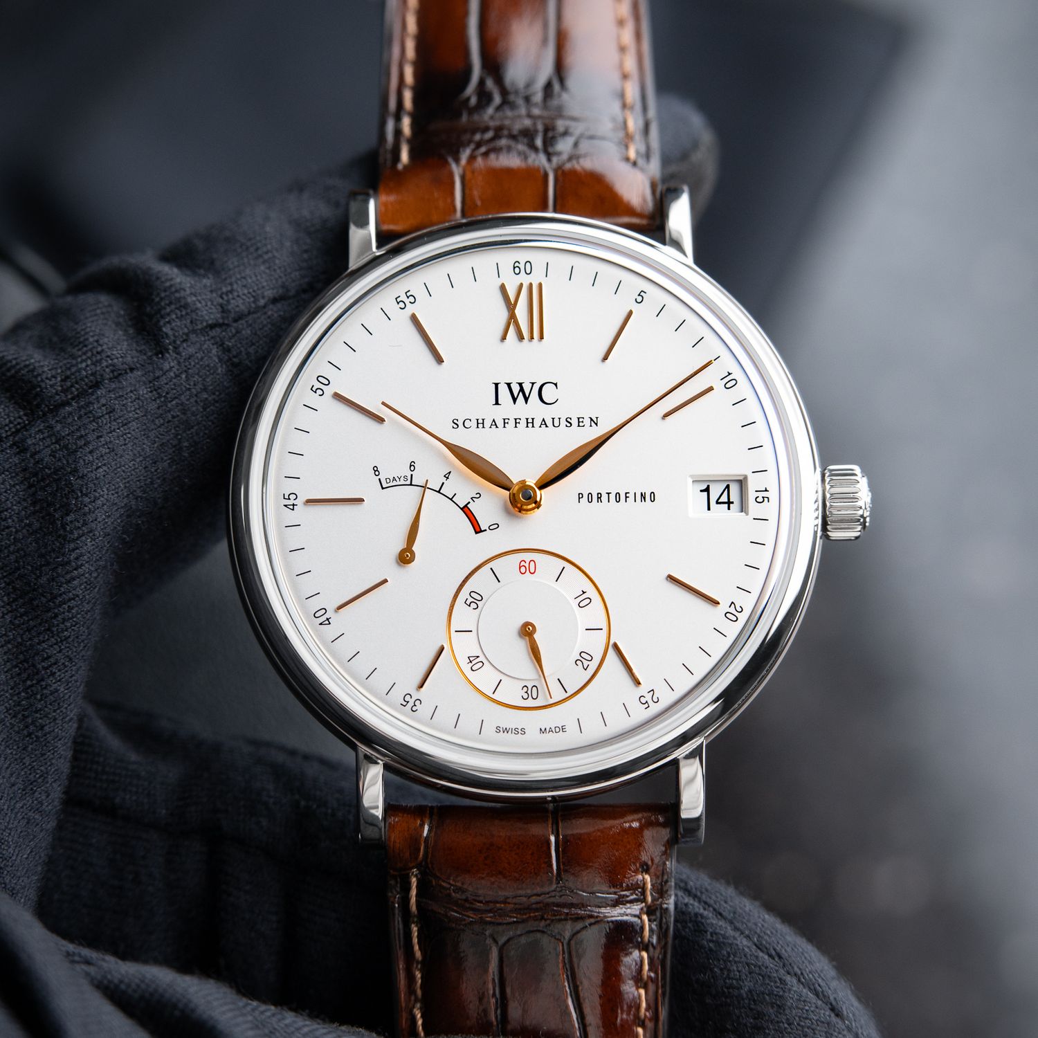 IWC Portofino 8 Days UNWORN 3/2024 White Silver Dial Steel Leather Manual 45mm