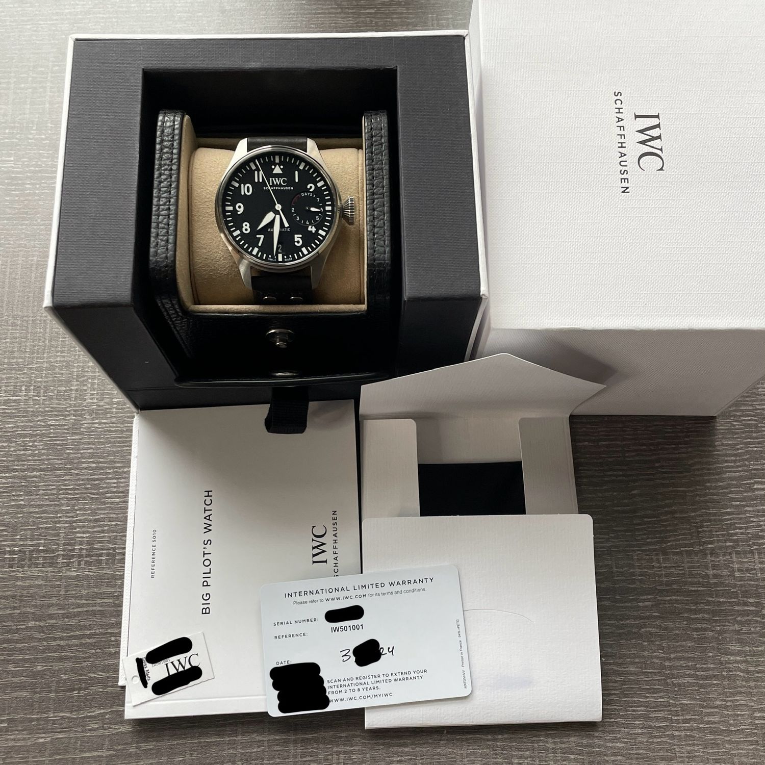 IWC Big Pilot's Watch UNWORN 3/24 7 Days Steel Black Dial Leather