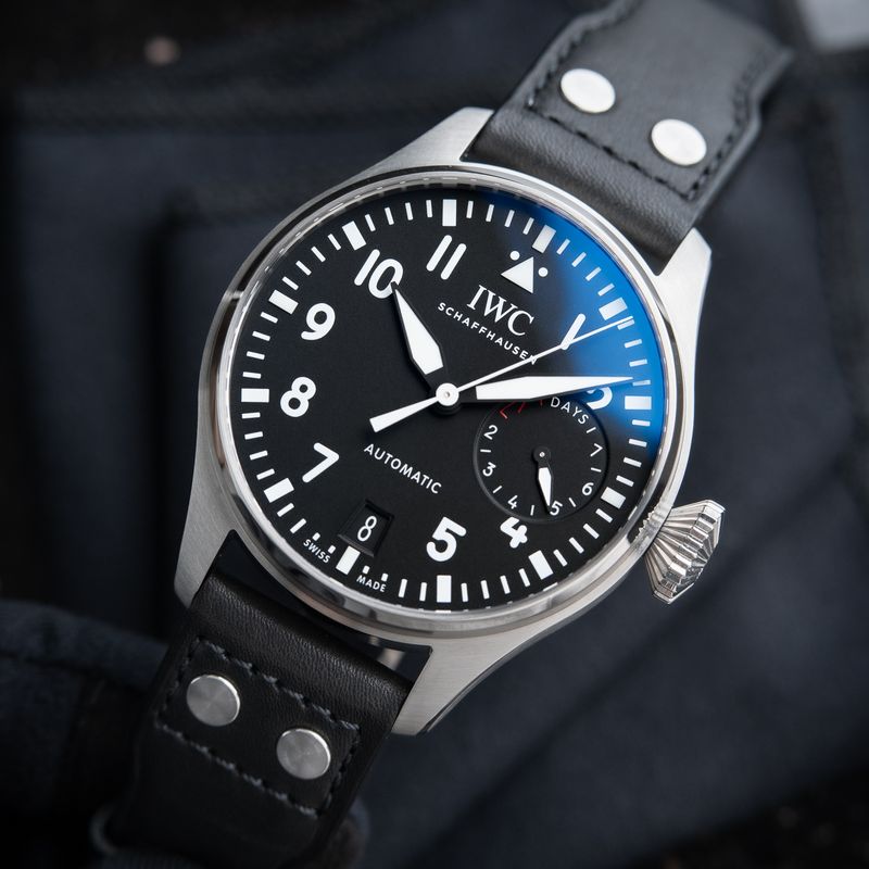 IWC Big Pilot's Watch UNWORN 3/24 7 Days Steel Black Dial Leather Automatic 46.2