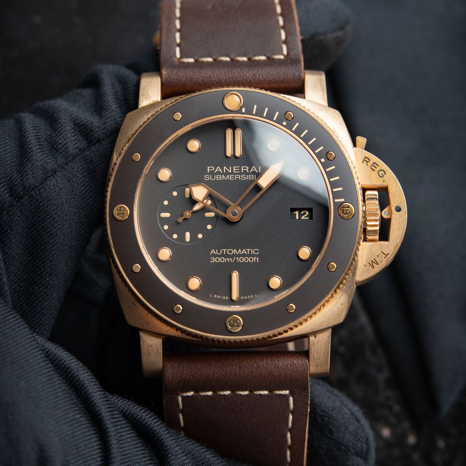 Panerai Luminor Submersible Bronzo Bronze Brown Ceramic Diver