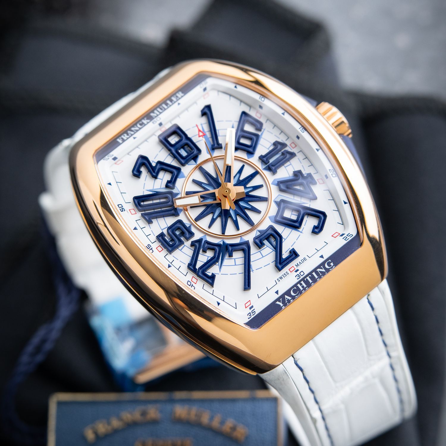 Franck Muller Vanguard Yachting RARE Crazy Hours Rose Gold White Dial V 45
