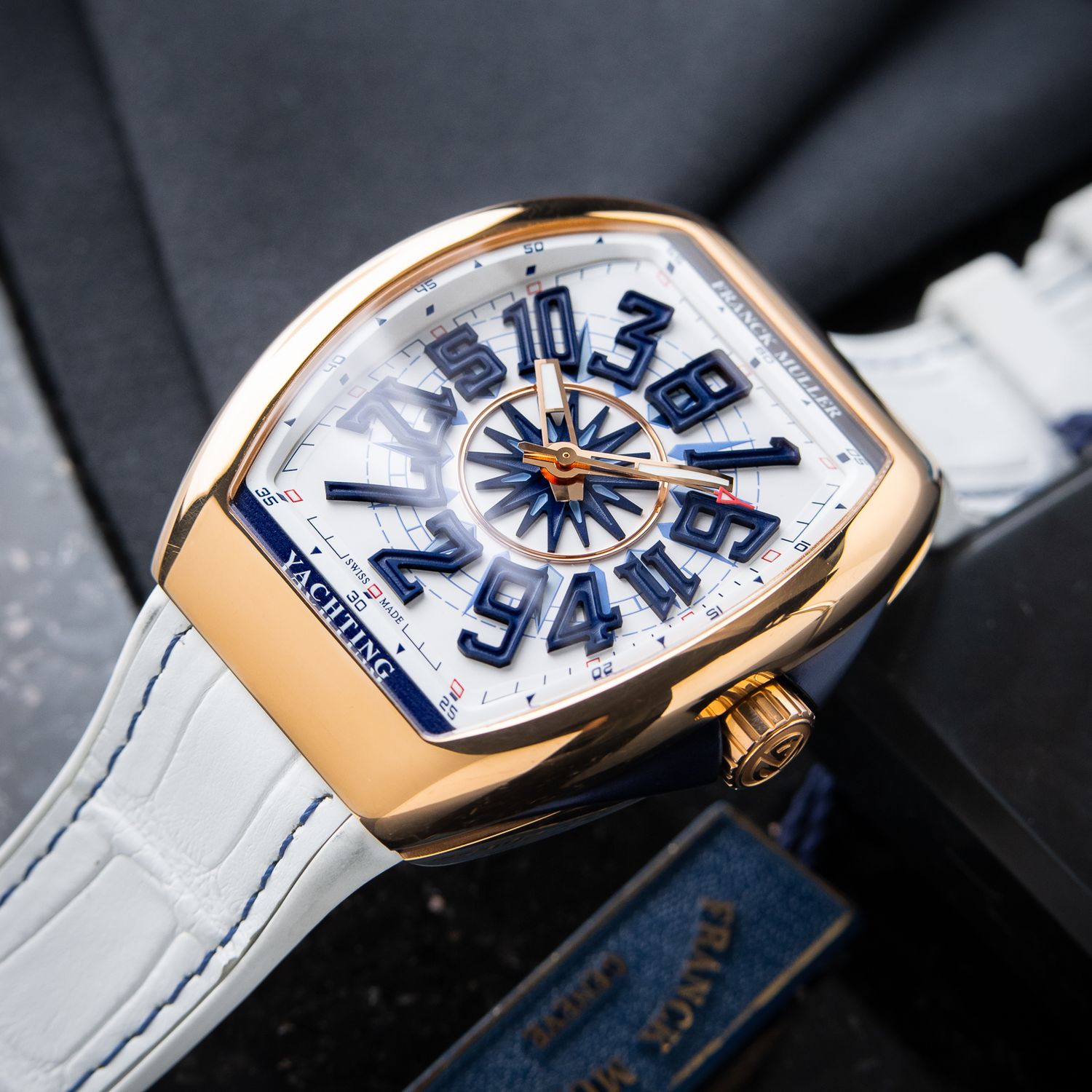 Franck Muller Vanguard Yachting RARE Crazy Hours Rose Gold White