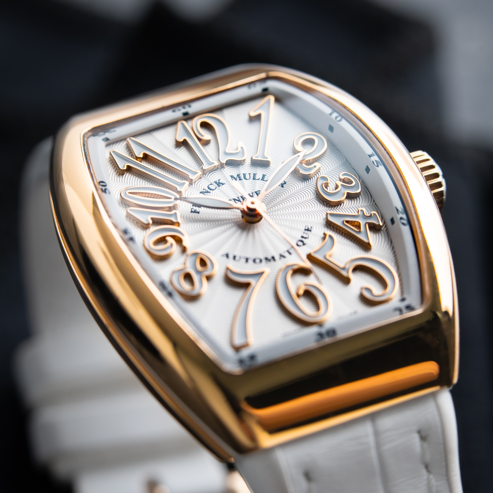 Franck Muller Vanguard Ladies Automatic Rose Gold White Dial Leather Women's V 32