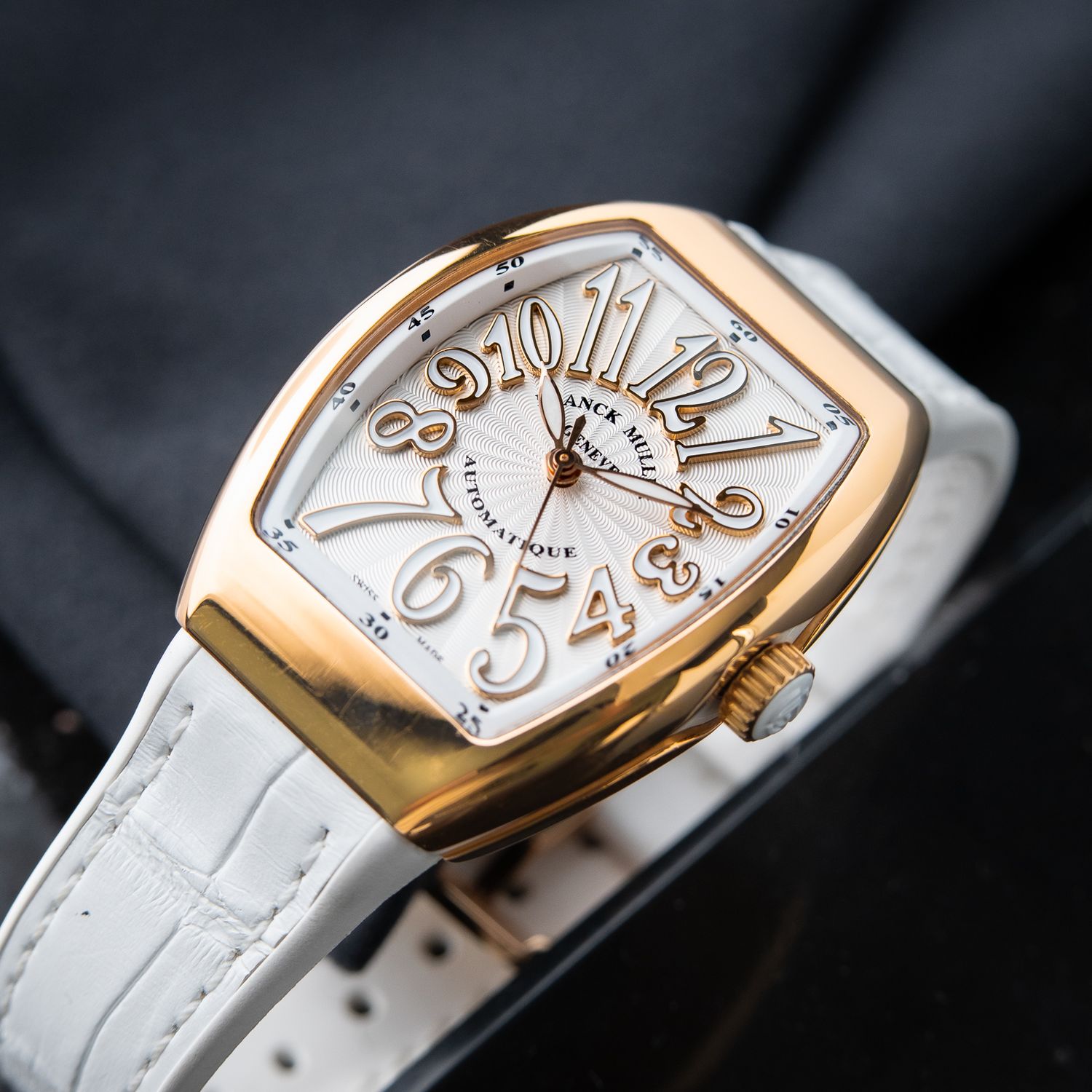 Franck Muller Vanguard Ladies Automatic Rose Gold White Dial Leather Women s V 32
