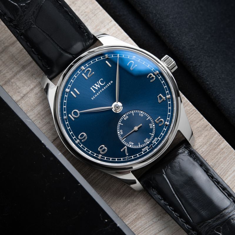 IWC Portugieser UNWORN 2/2024 Automatic Blue Dial 40mm Black Leather Strap