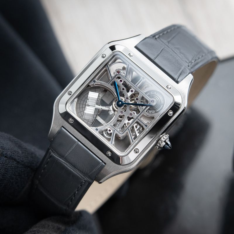 Cartier Santos Dumont Skeleton UNWORN 5/2024 Automatic Steel Leather