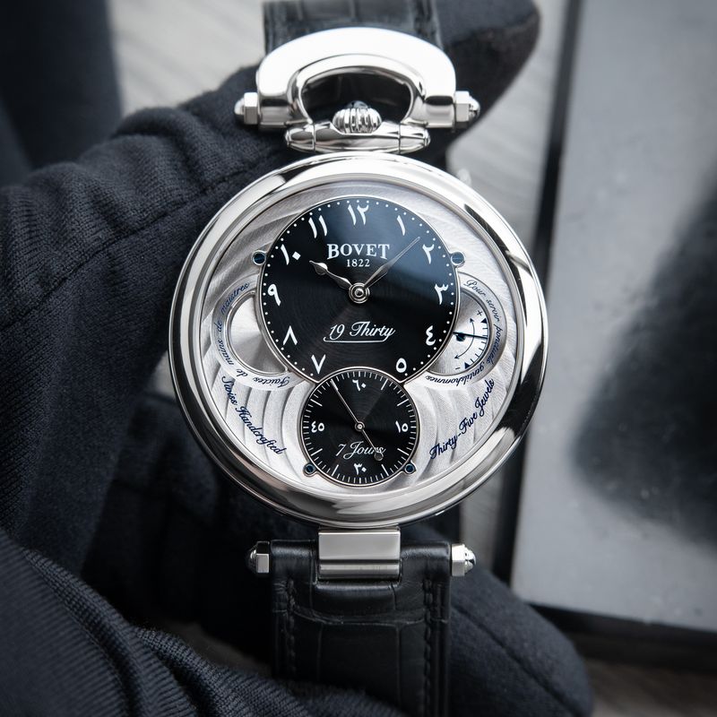 Bovet 19Thirty Fleurier Black Sunburst Eastern Arabic Dial Steel Set 42mm