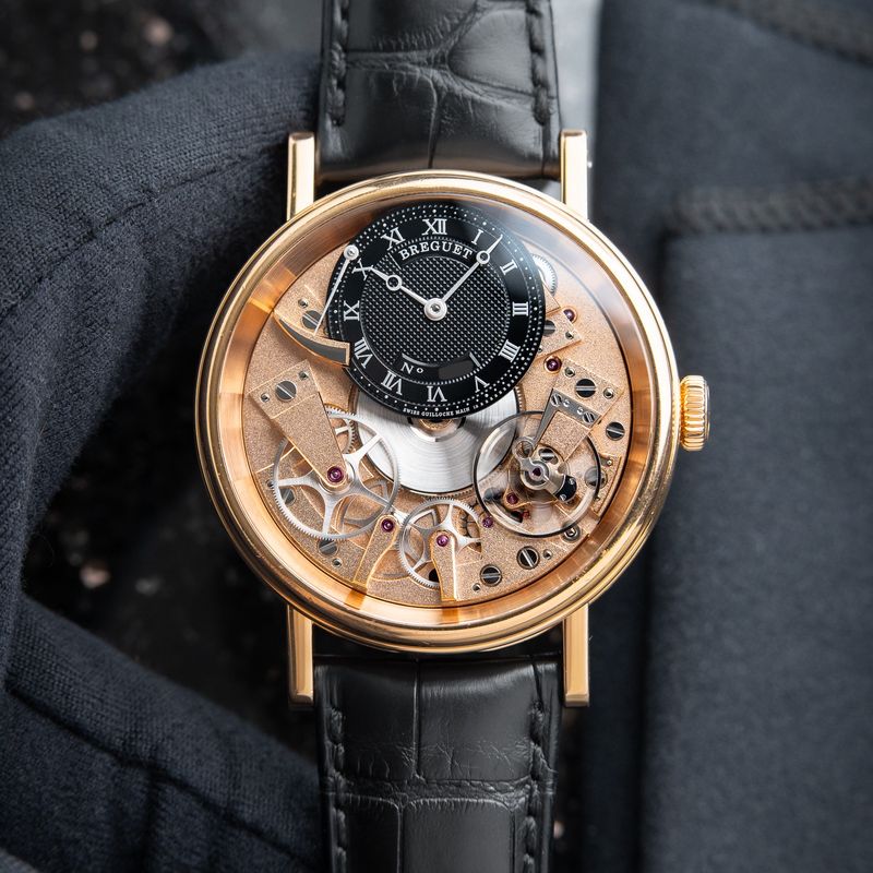 Breguet Tradition Manual Wind 7057BR Rose Gold Black Dial Power Reserve 40mm