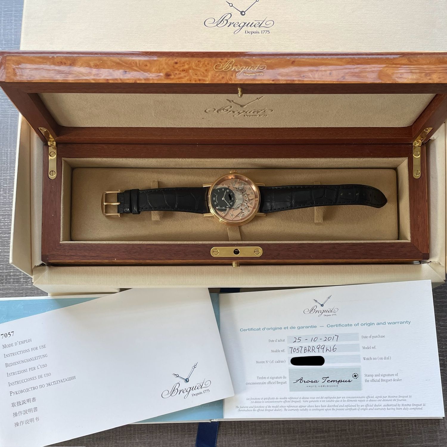 Breguet Tradition Manual Wind 7057BR Rose Gold Black Dial Power