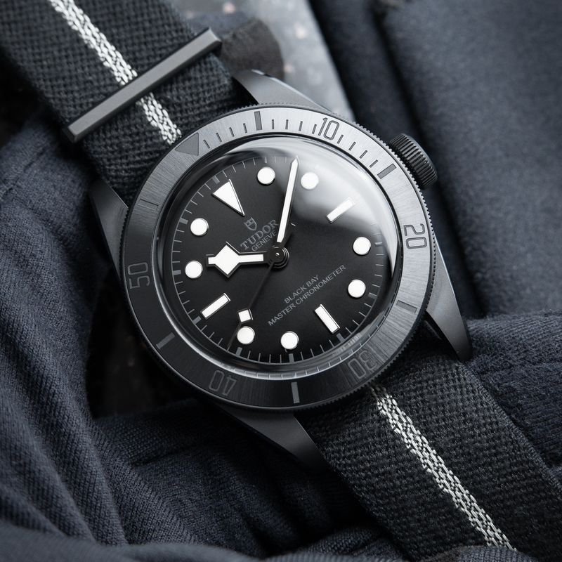 Tudor Black Bay Ceramic COSC 200M Black Dial NATO Leather Automatic 41mm