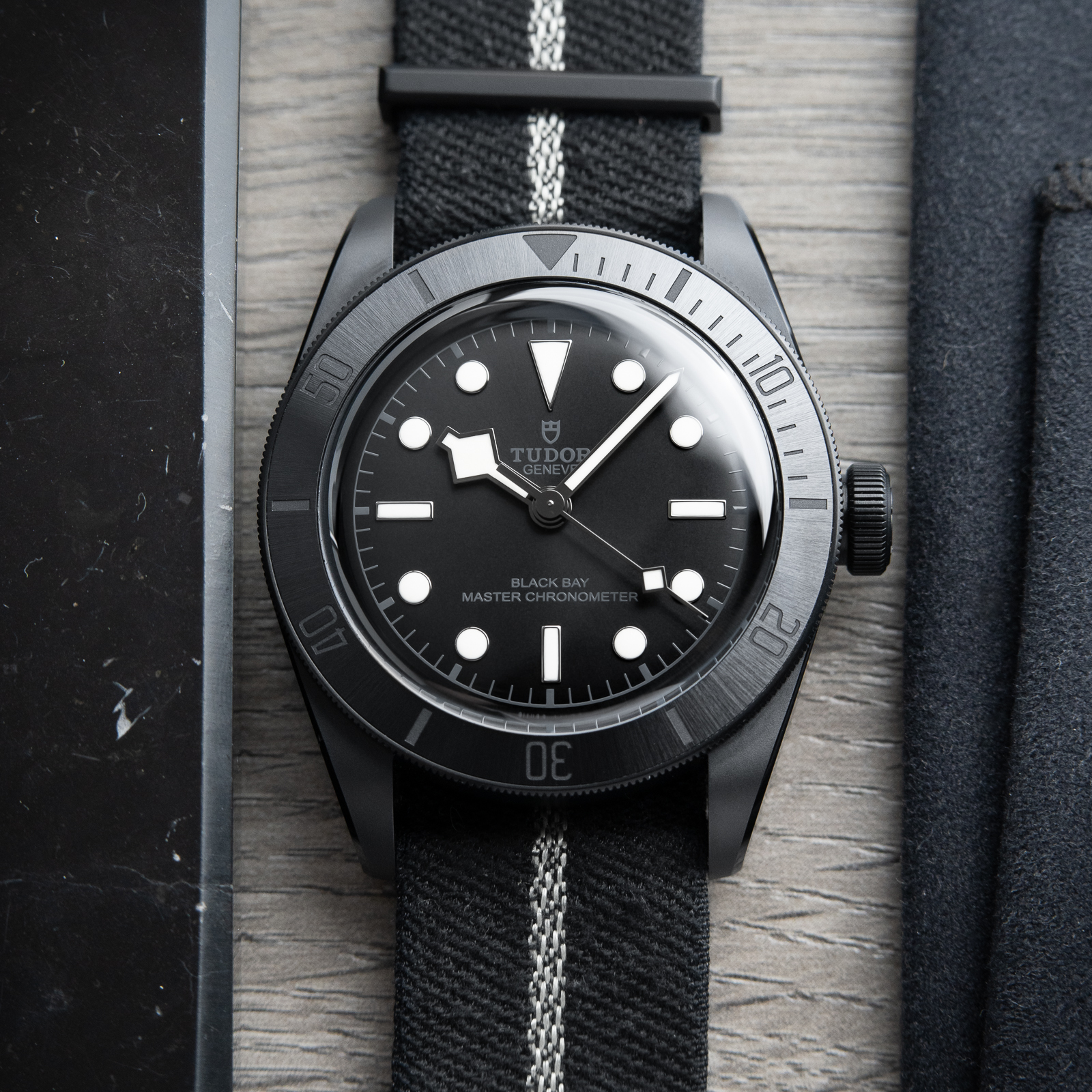 Tudor Black Bay Ceramic COSC 200M Black Dial NATO Leather Automatic 41mm