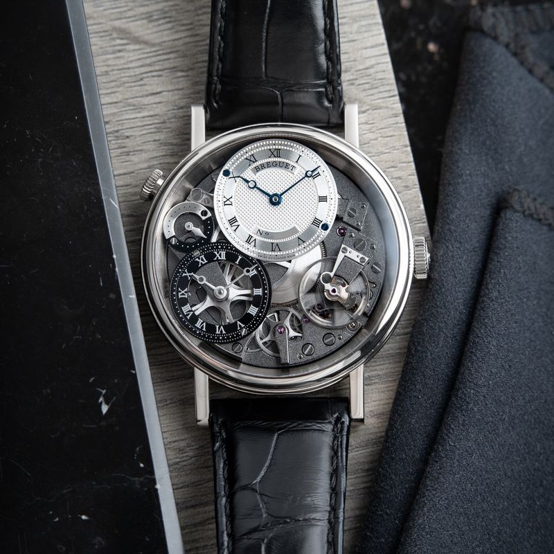 Breguet Tradition 7067BB GMT White Gold Day/Night Black Leather 40mm