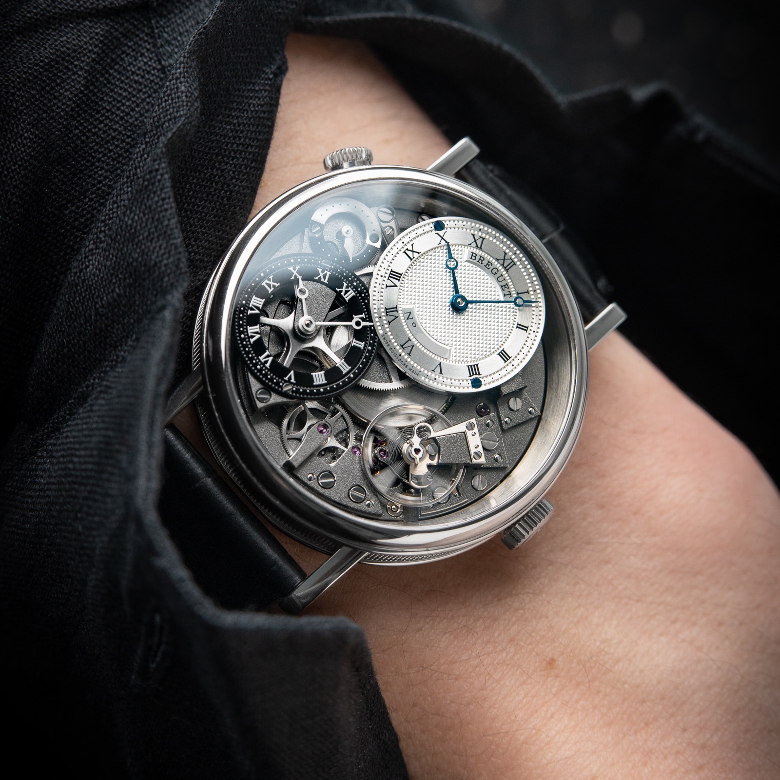 Breguet Tradition 7067BB GMT White Gold Day/Night Black Leather 40mm