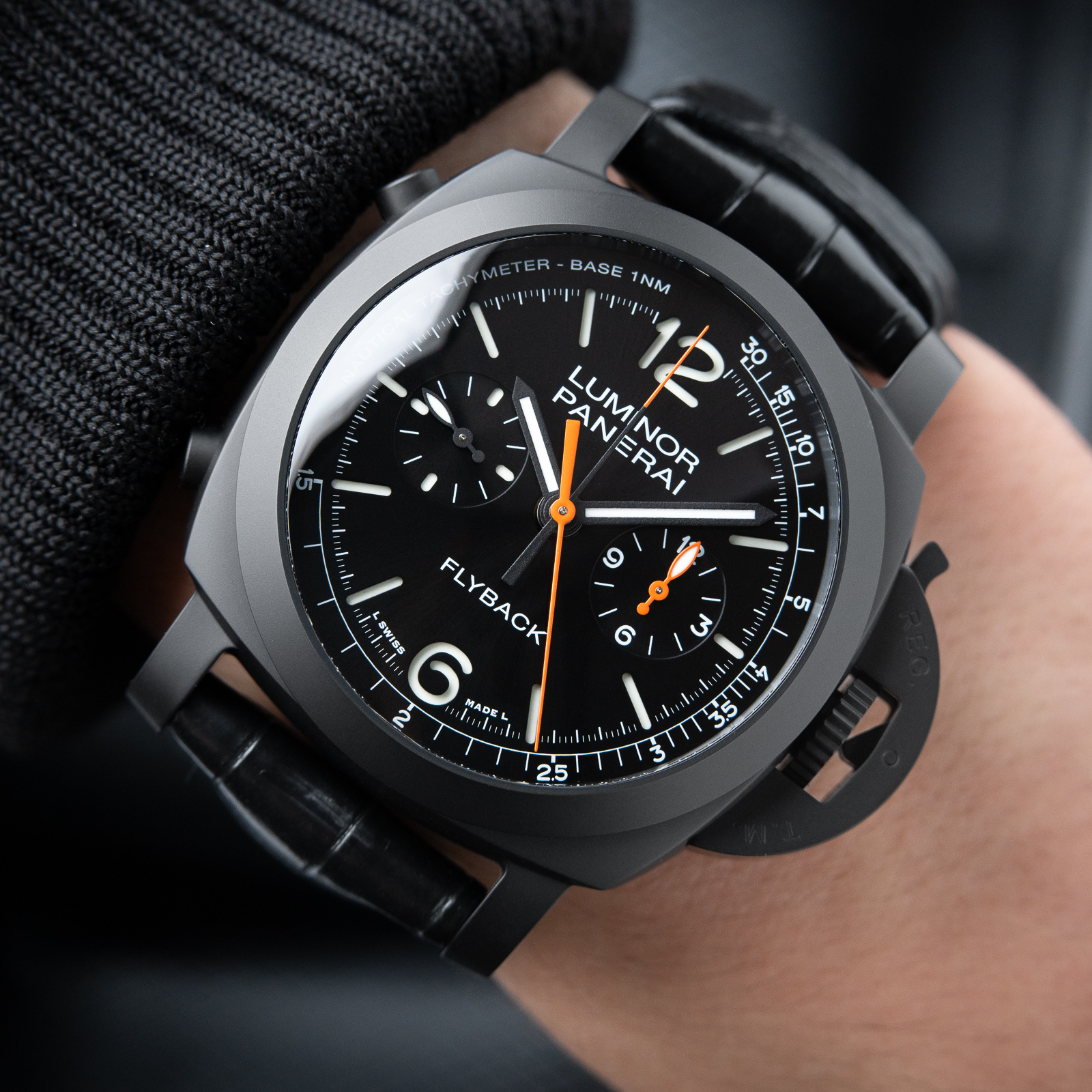 Panerai Luminor Ceramica Flyback Chronograph Ceramic Black Leather PAM1298