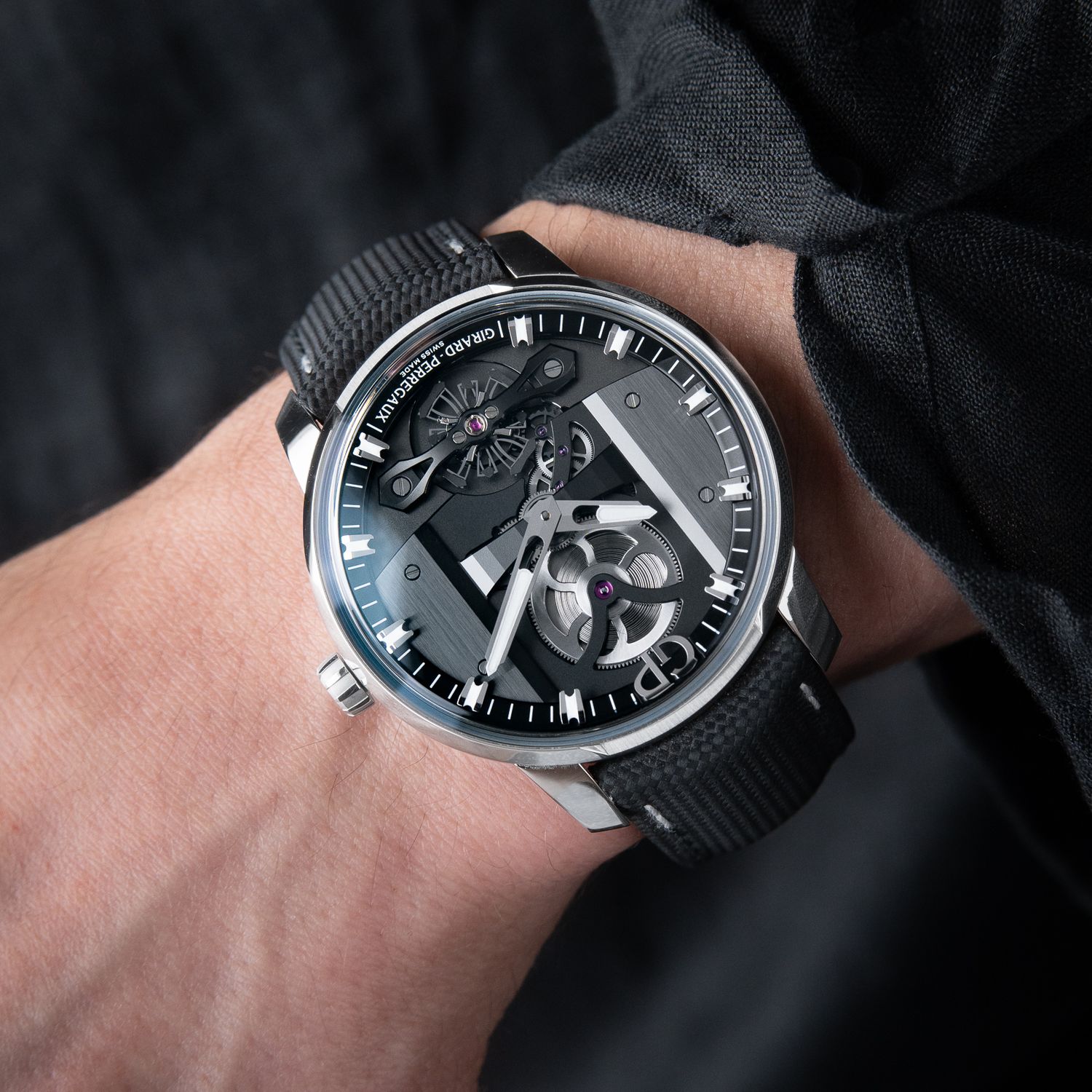Girard Perregaux Free Bridge CLEAN Openworked Grey Steel Automatic
