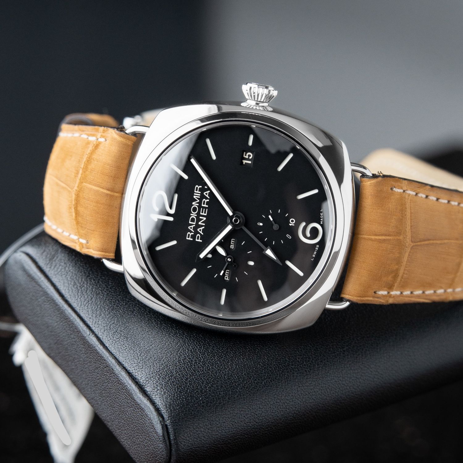 Panerai Radiomir UNWORN NOS 10 Days GMT Black Dial Steel Leather