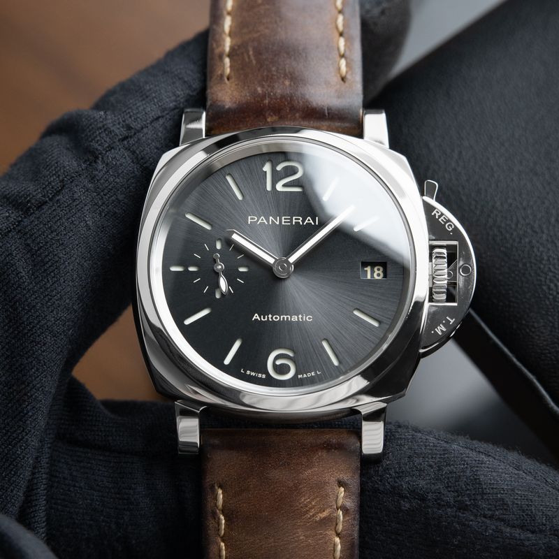 Panerai Luminor Due Gray Anthracite Sunburst Dial PAN. SERVICED Automatic 38mm PAM755