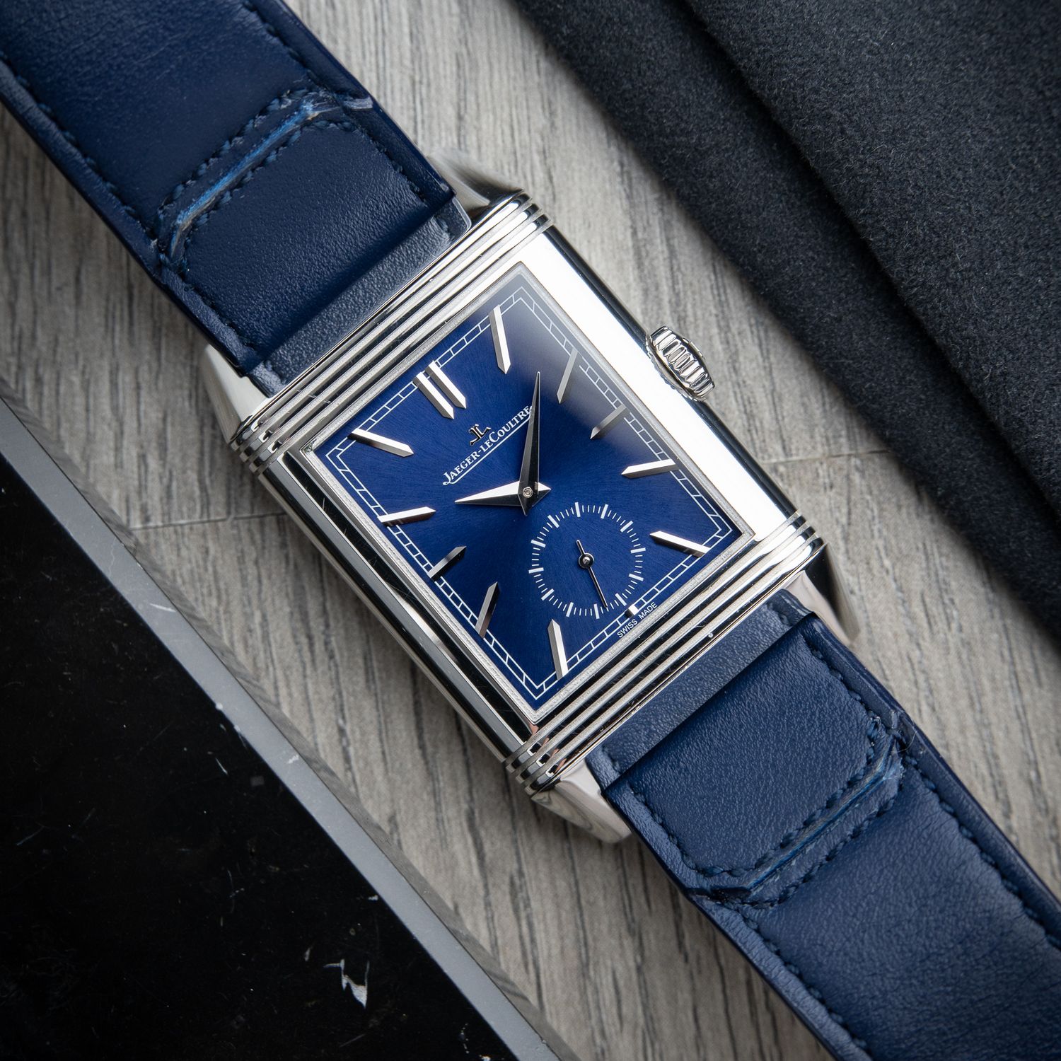 Jaeger-LeCoultre Reverso Duoface Tribute Dual Time Zone Steel Blue