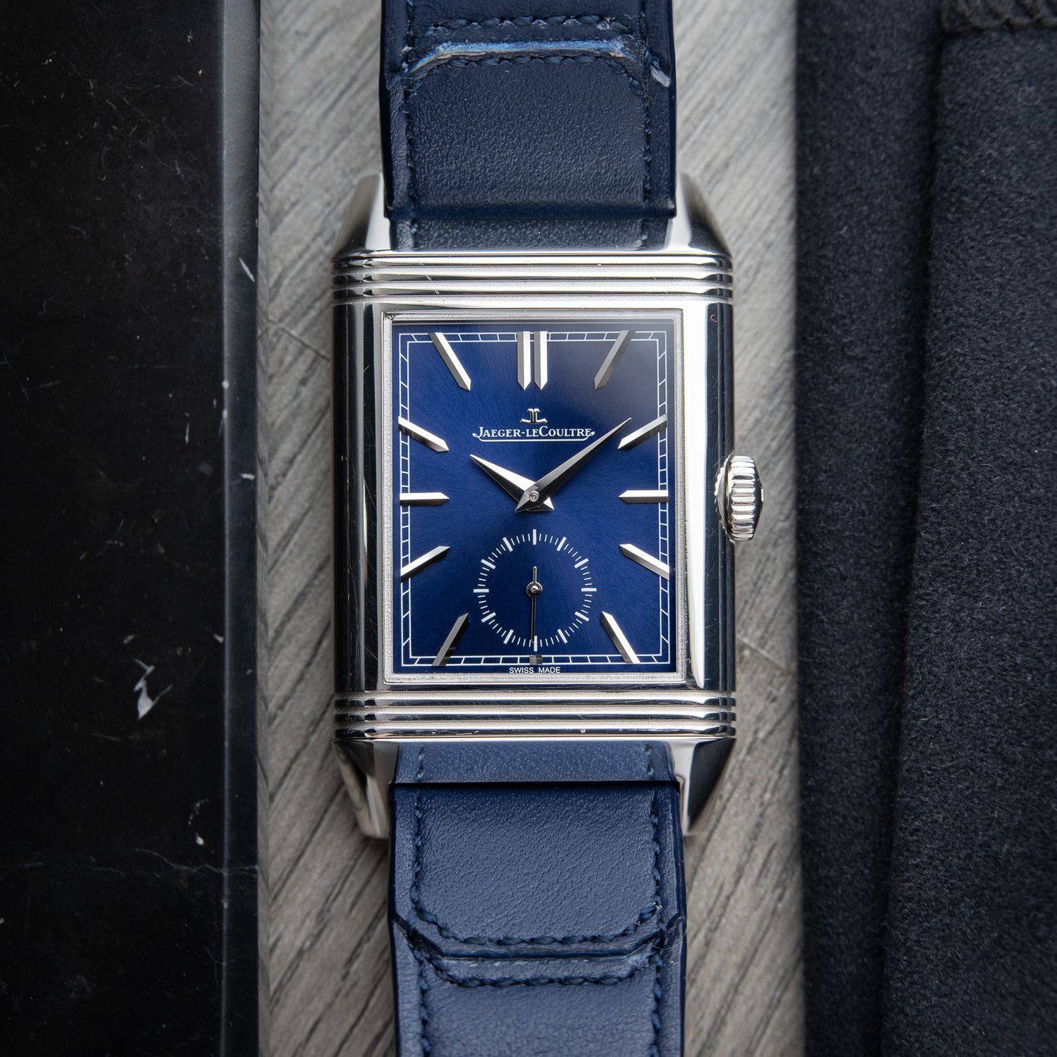 Jaeger-LeCoultre Reverso Duoface Tribute Dual Time Zone Steel Blue