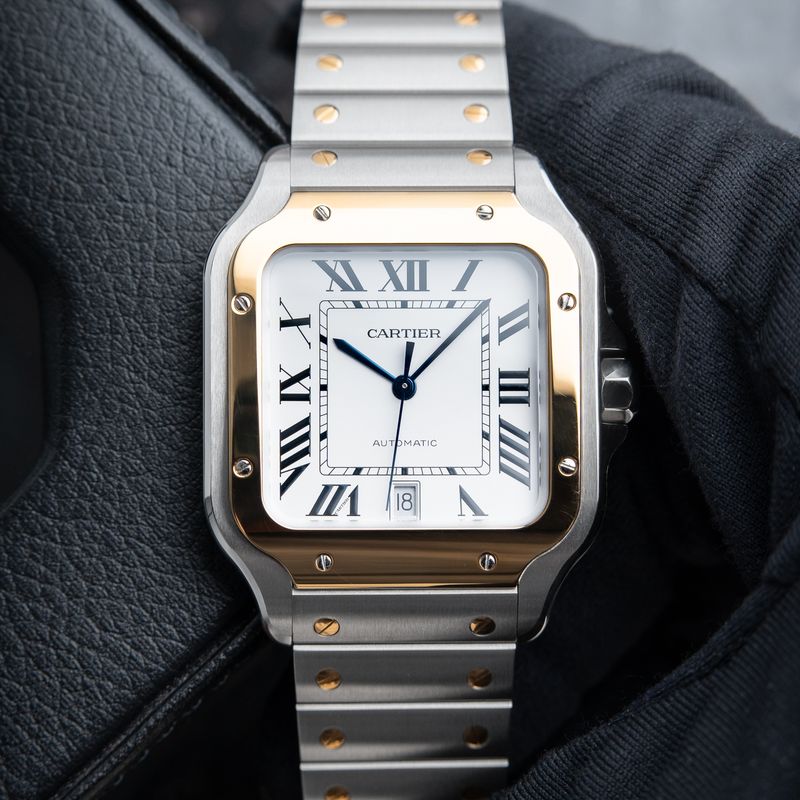 Cartier Santos De Cartier Large CLEAN 1/2024 Two Tone Yellow Gold Steel 40mm