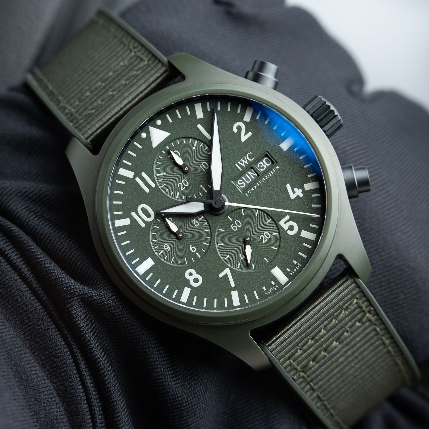 IWC Pilot's Watch Chronograph "Woodland" Top Gun Green Ceramic Automatic 44.5mm