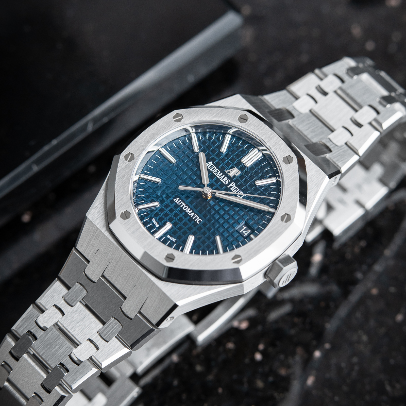 Audemars Piguet Royal Oak Ladies Blue Dial Steel Bracelet Automatic 37mm Set