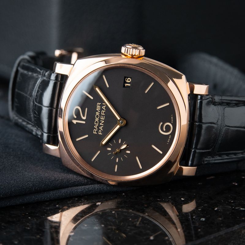 Panerai Radiomir 1940 3 Days Oro Rosso Rose Gold Brown Dial Black Leather Pam515