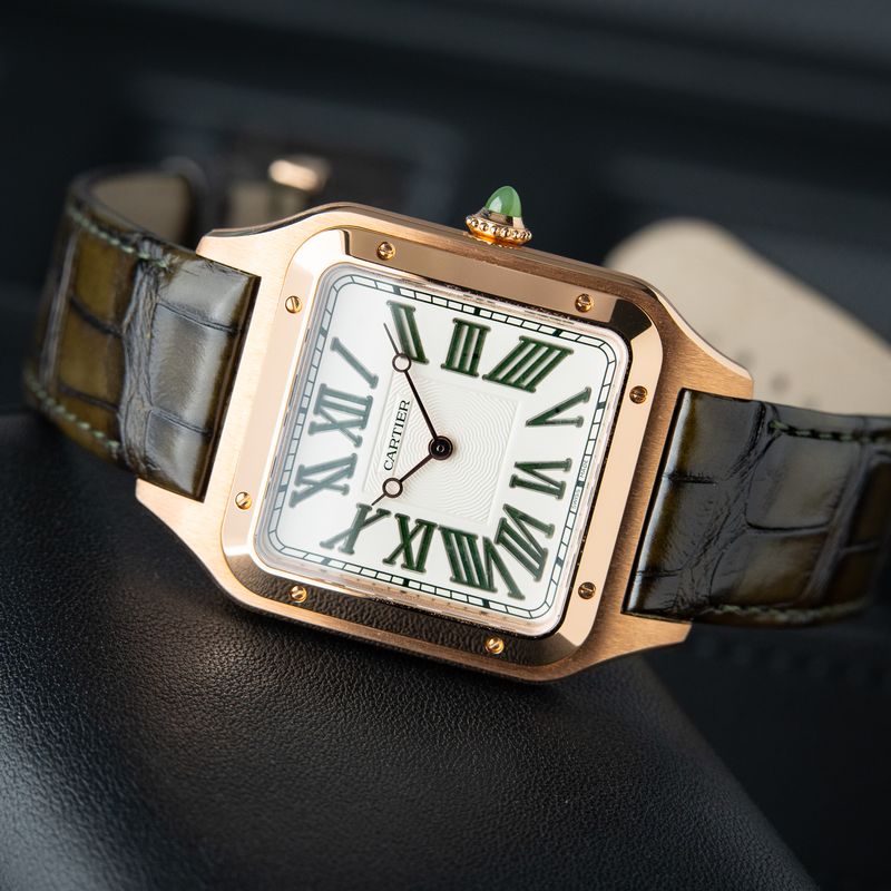 Cartier Santos Dumont XL Model RARE 6/2024 Limited Rose Gold White Jade