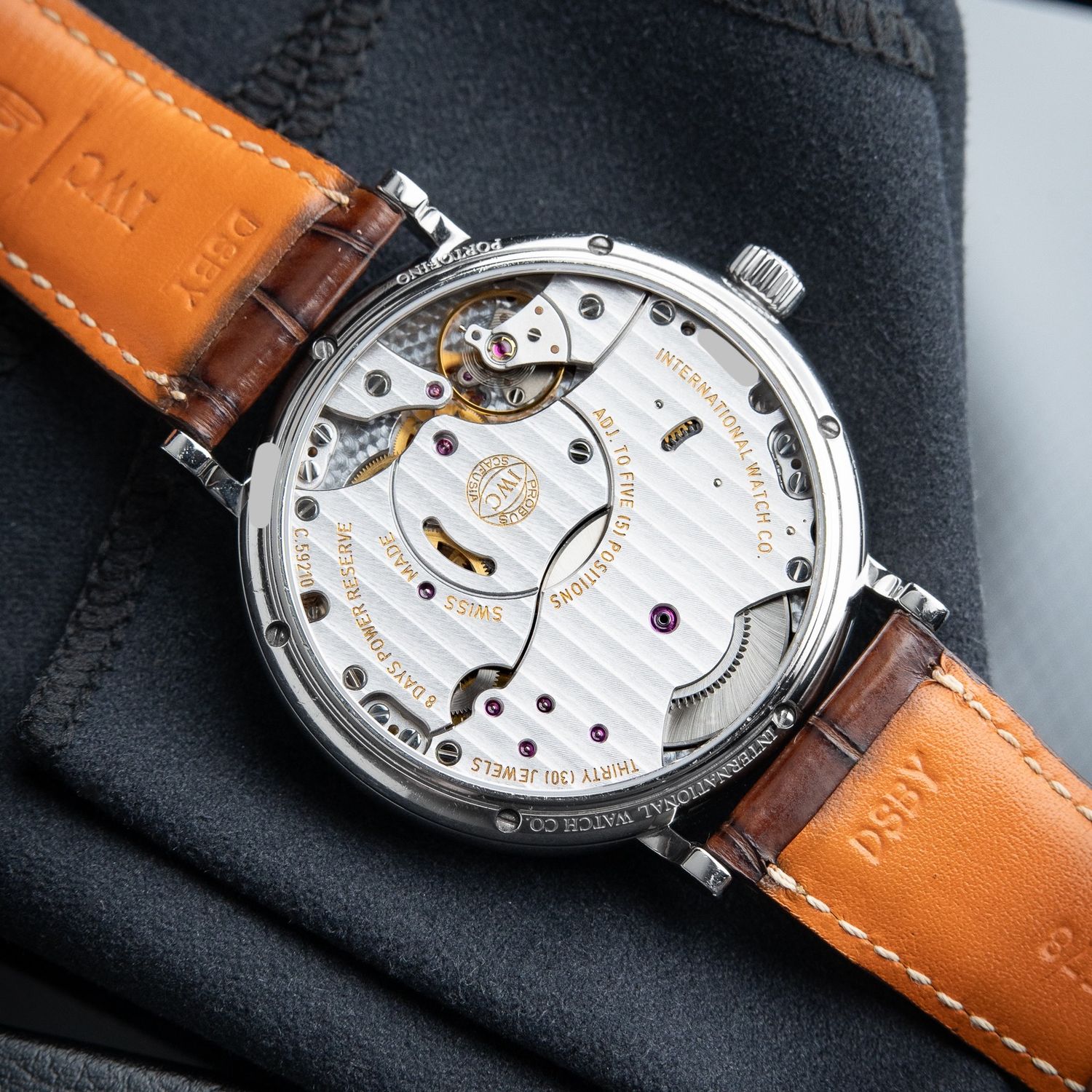 IWC Pt900 約8g 手巻き 文字盤:シルバー【動作状況:良好】レディース IWC Portofino Hand-Wound 8 Days White Silver Dial Steel Leather