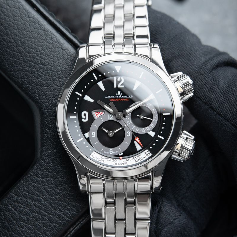 Jaeger-LeCoultre Master Compressor Geographic World Time GMT Black Steel