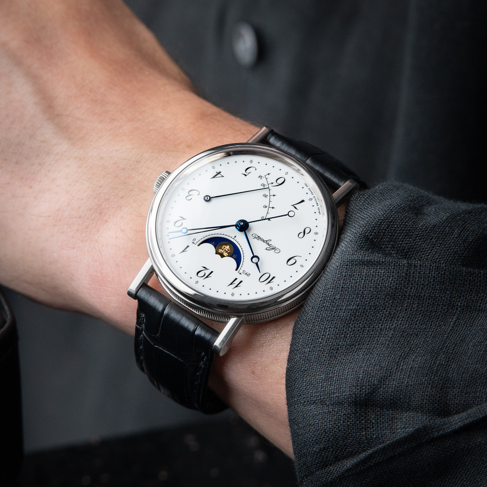 Breguet Classique 7787BB White Gold Moonphase White Dial Leather Automatic