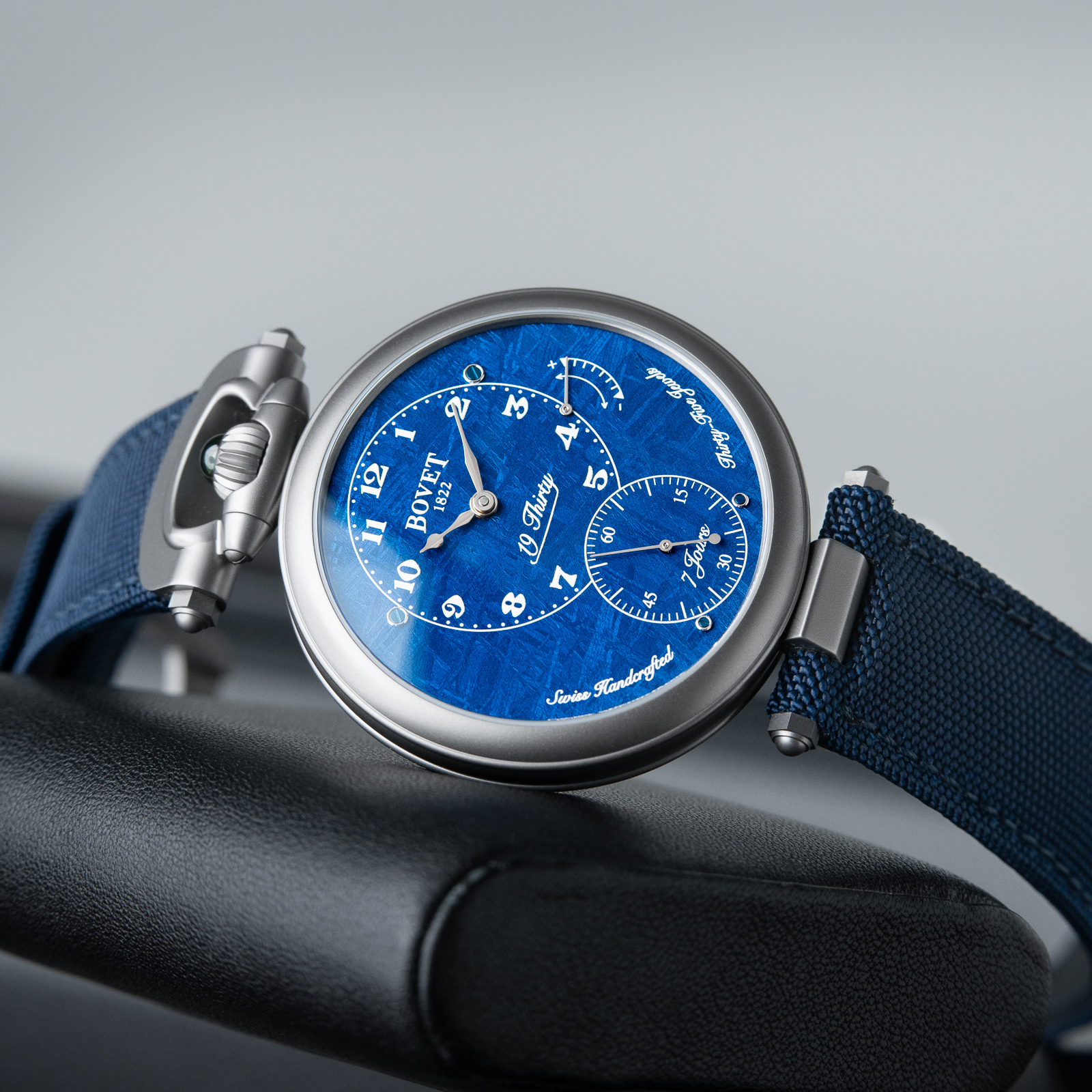 Bovet 19Thirty Fleurier UNWORN RARE Blue Meteorite Dial 7 Days Titanium 42mm