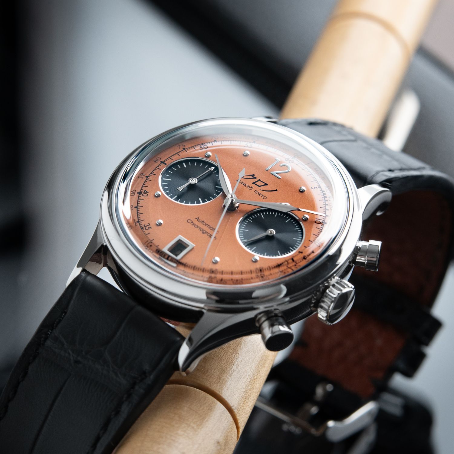 Kurono Tokyo Chronograph 1 MK.2 Salmon CB012U Automatic 38mm Steel