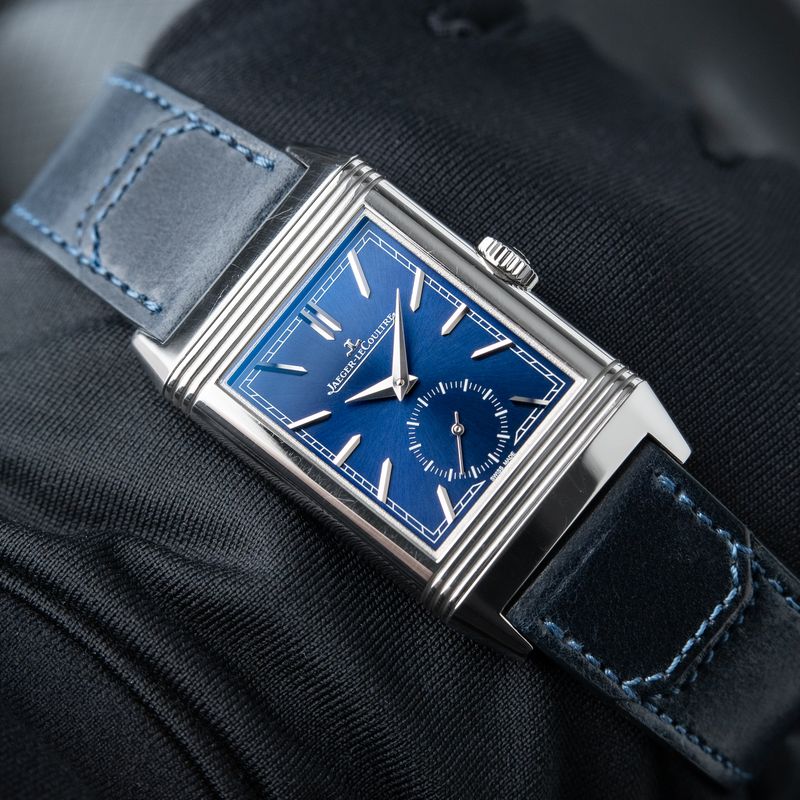 Jaeger-LeCoultre Reverso Tribute Monoface Small Seconds Steel Blue Leather