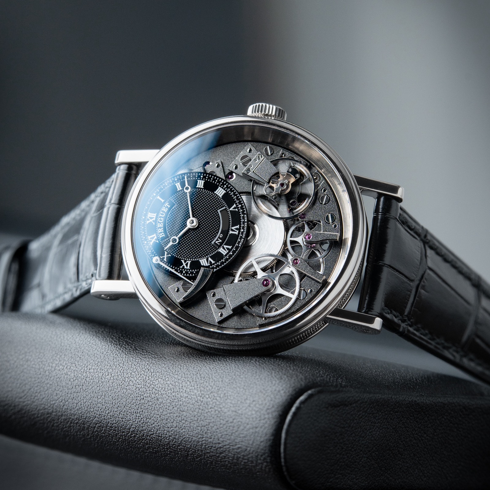 Breguet Tradition Manual Wind 7057 White Gold Black Grey Power Reserve 40mm