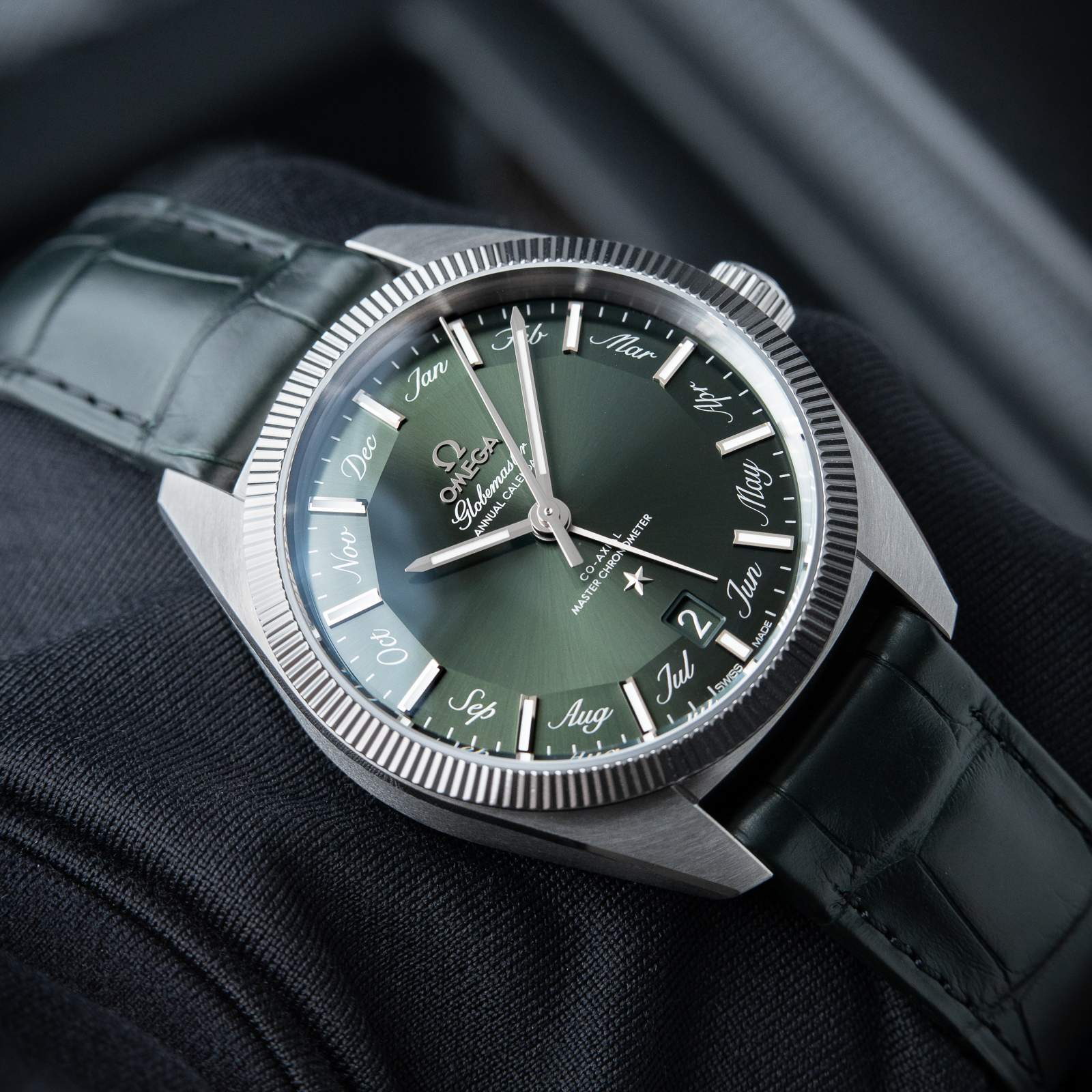 Omega Globemaster Constellation Annual Calendar Green Steel Tungsten 41mm