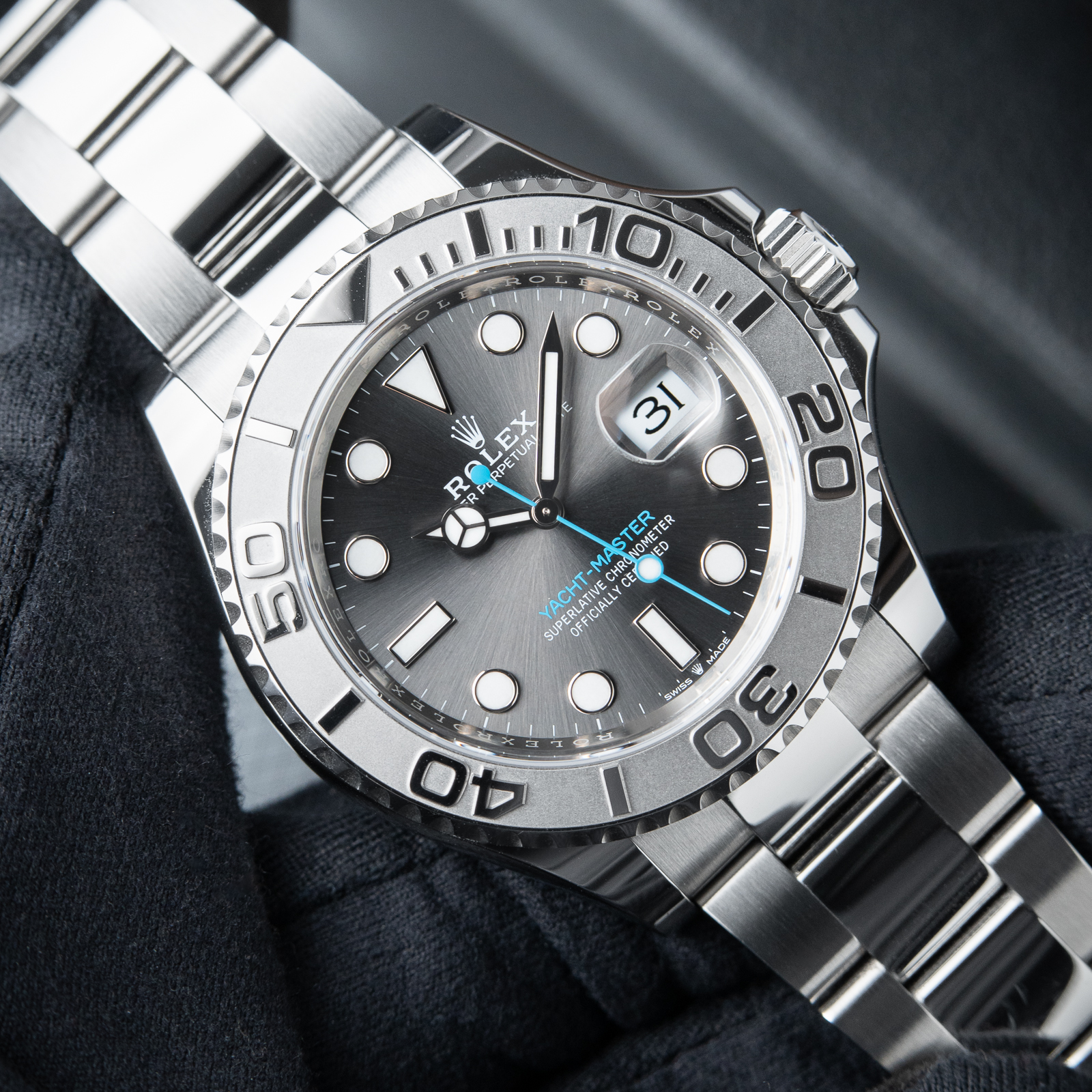 Rolex Yacht-Master 40mm 4/2024 Platinum Oyster Steel Bracelet Gray Dial