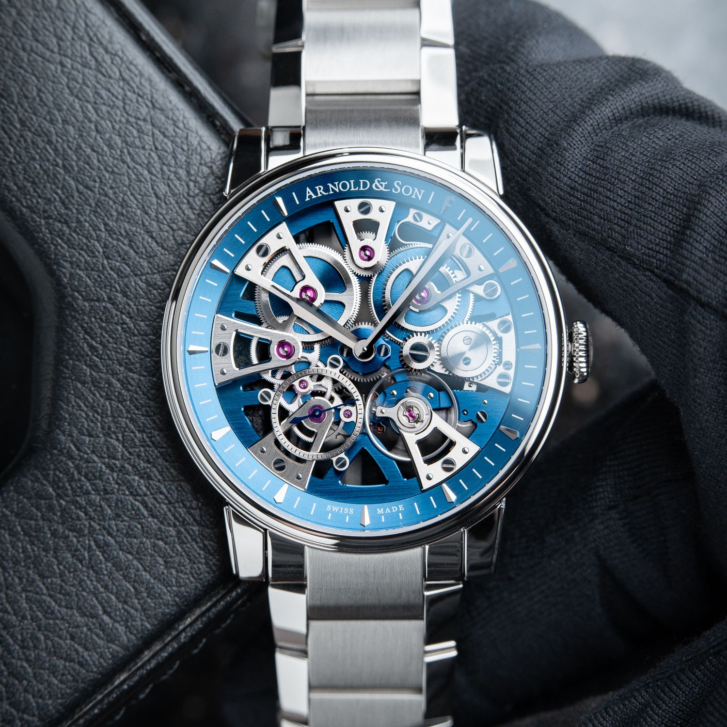 Arnold & Son Nebula UNWORN 10/2024 Blue Skeleton Openworked Steel Bracelet