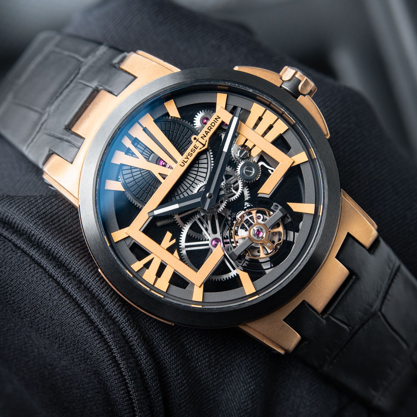 Ulysse Nardin Executive Skeleton Flying Tourbillon Rose Gold Black Ceramic