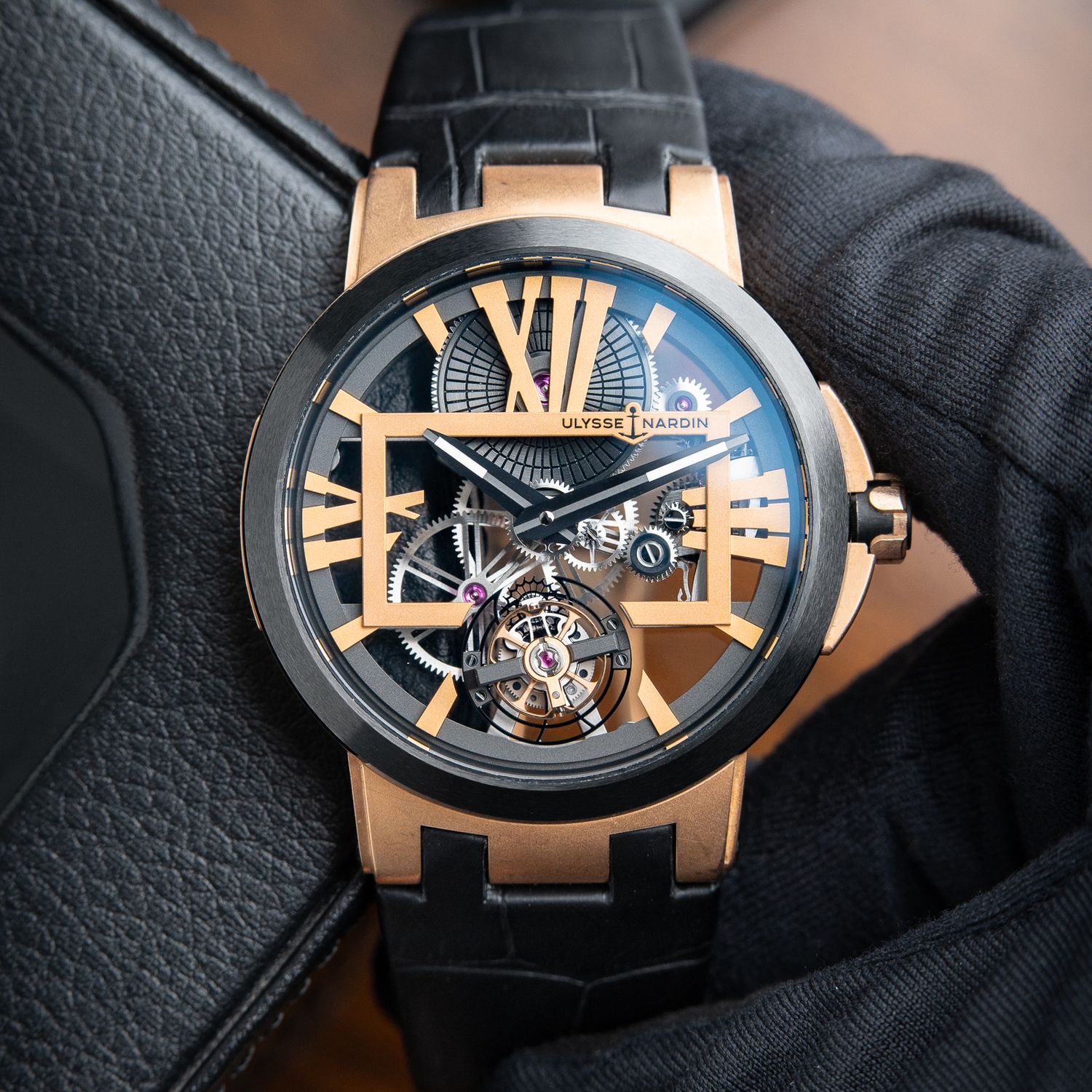 Ulysse Nardin Executive Skeleton Flying Tourbillon Rose Gold Black Ceramic