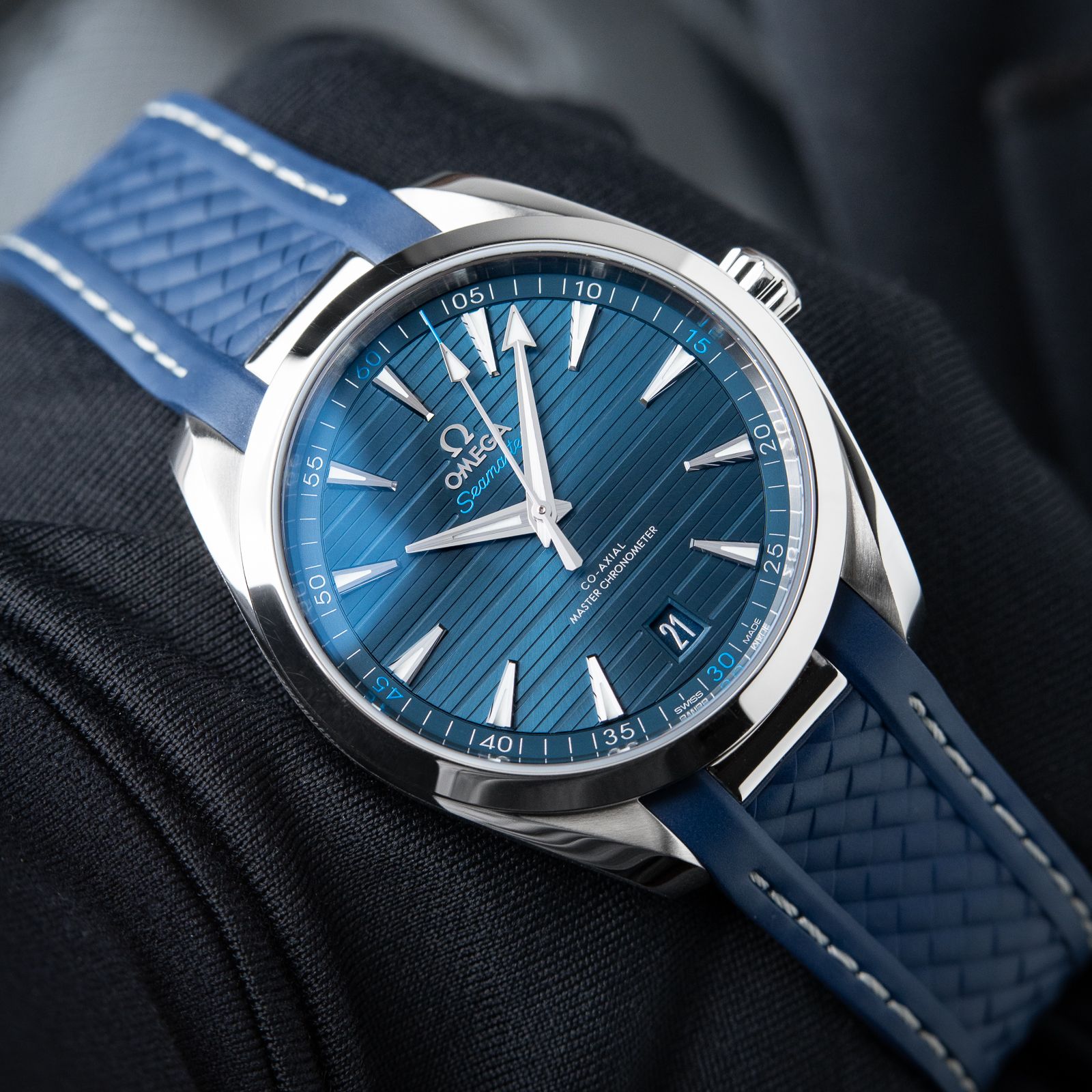 Omega Seamaster Aqua Terra 150M Blue Dial Strap Steel Automatic Date 41mm