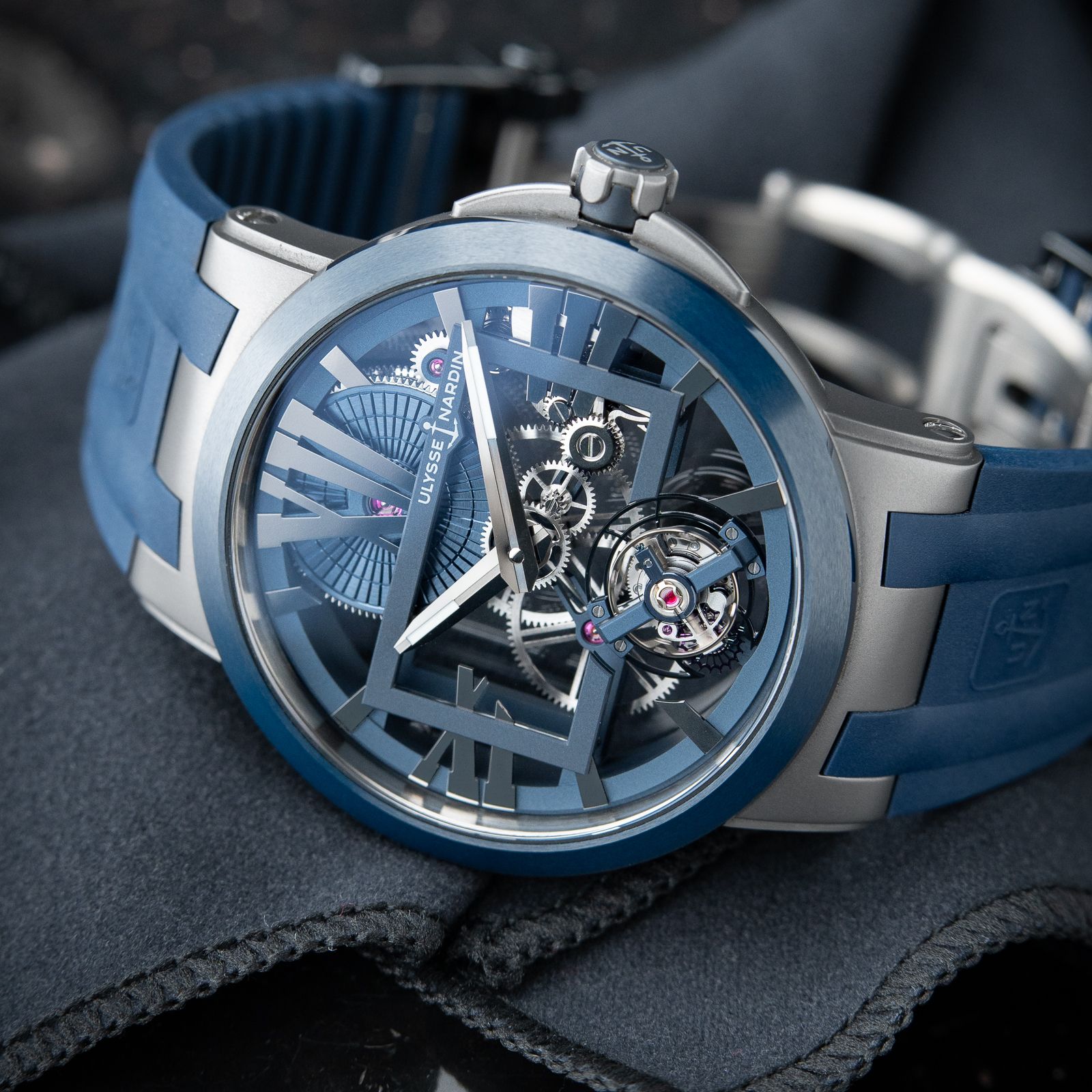 Ulysse Nardin Executive Skeleton Flying Tourbillon Blue Ceramic Titanium