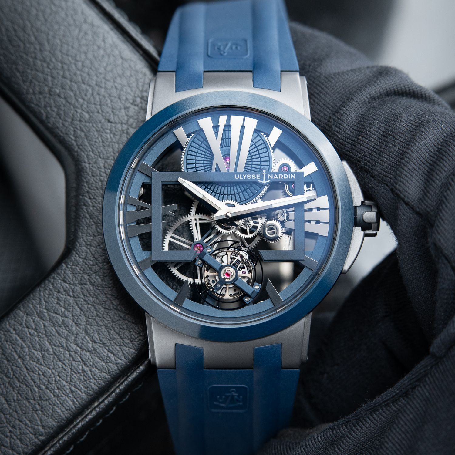 Ulysse Nardin Executive Skeleton Flying Tourbillon Blue Ceramic Titanium