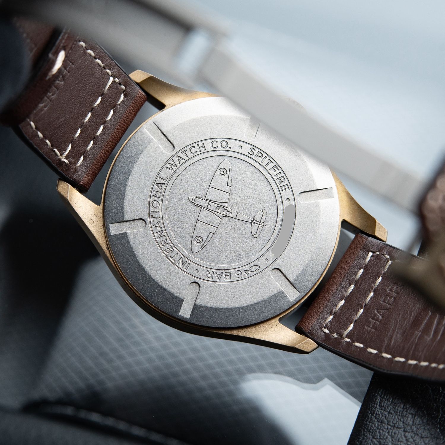 IWC Pilot's Watch Spitfire Bronze Date Green Dial 2 STRAPS/CLASPS
