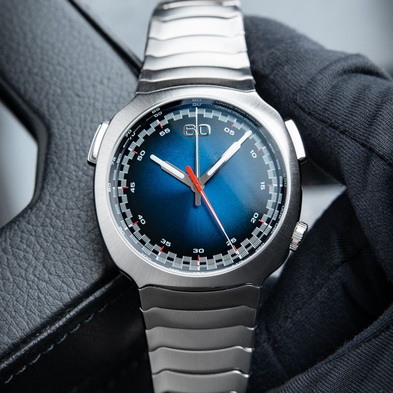 H.Moser & Cie. Streamliner 12/23 Flyback Chronograph Blue Dial Steel Moser