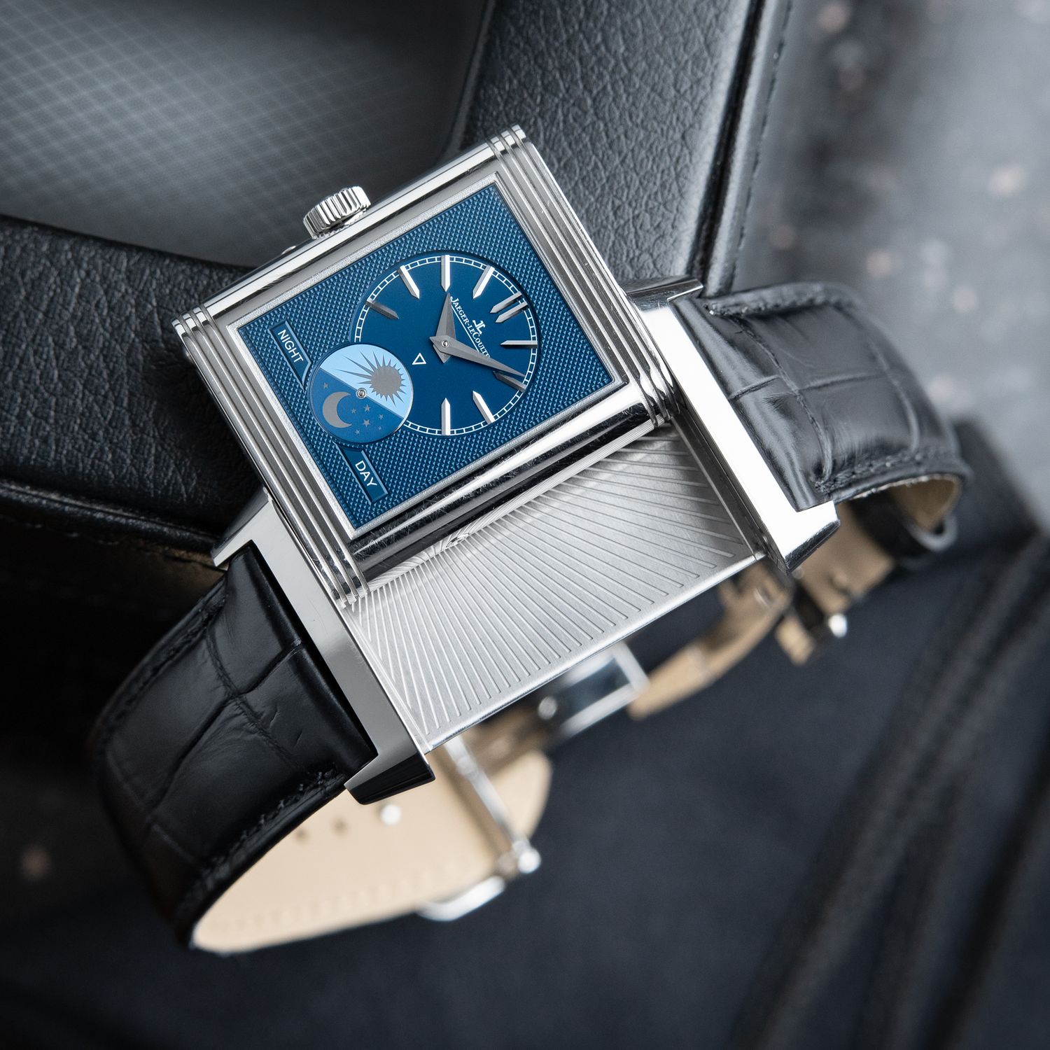 Jaeger-LeCoultre Reverso Tribute Duoface Moonphase Silver Blue