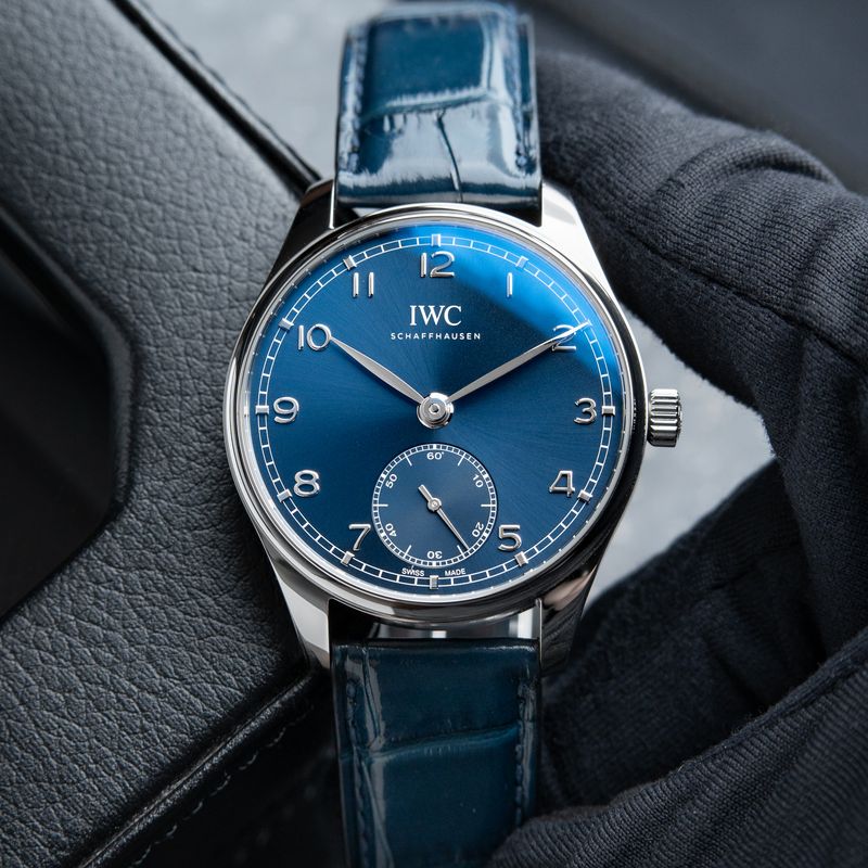 IWC Portuguese Automatic Portugieser Automatic 40mm Blue Dial Steel Leather Set IW358305