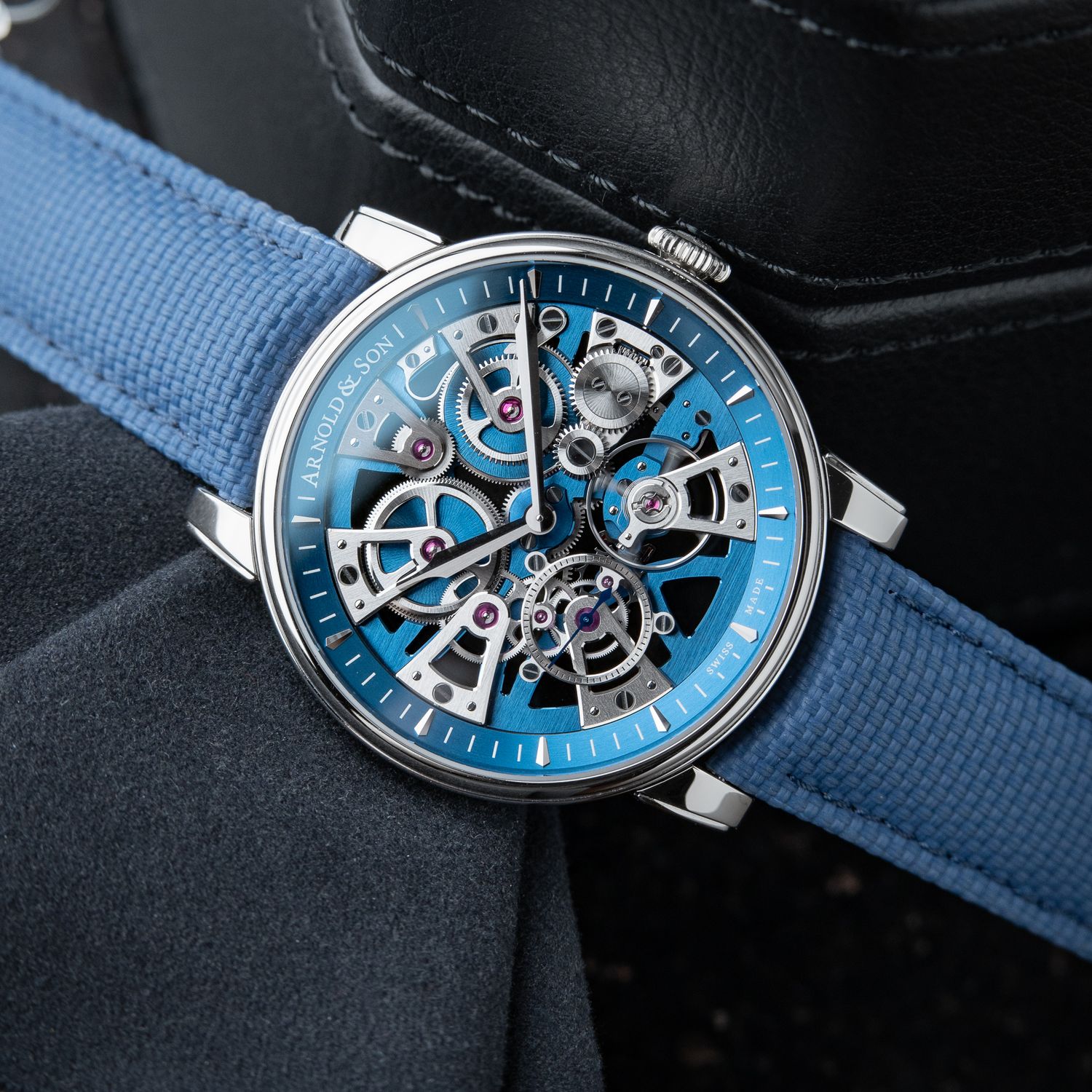 Arnold & Son Nebula UNWORN 10/2024 Blue Skeleton Openworked Strap