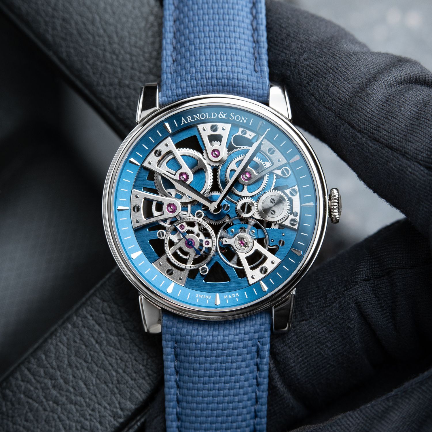Arnold & Son Nebula UNWORN 10/2024 Blue Skeleton Openworked Strap Steel